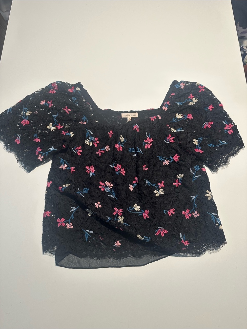 rebecca taylor off the shoulder floral blouse